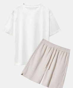 Heavy Weight Oversize T-Shirt &  Loose Fit Drawstring Waffle Shorts
