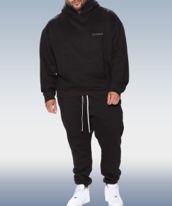 SUITMENS Men's Black Hoodie Set