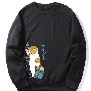 Cute Cat Print Raglan Sleeve Sweatshirt