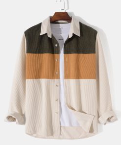 Alternative view of Long Sleeve Corduroy Patchwork Shirt