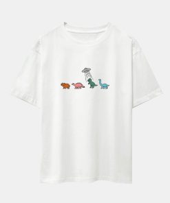Alternative view of Cartoon Dinosaur Print Heavy Weight Oversize T-Shirt