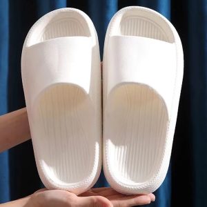 Minimalist Single Band Slides Shower Bathroom Slippers Comfy Cushioned Thick Sole