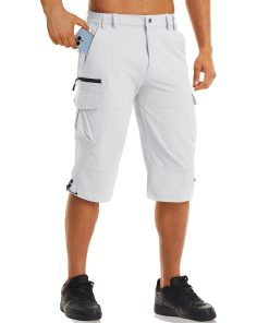 Alternative view of Men's Workout Gym Shorts with 7 Pockets Quick Dry 3/4 Capri for Hiking