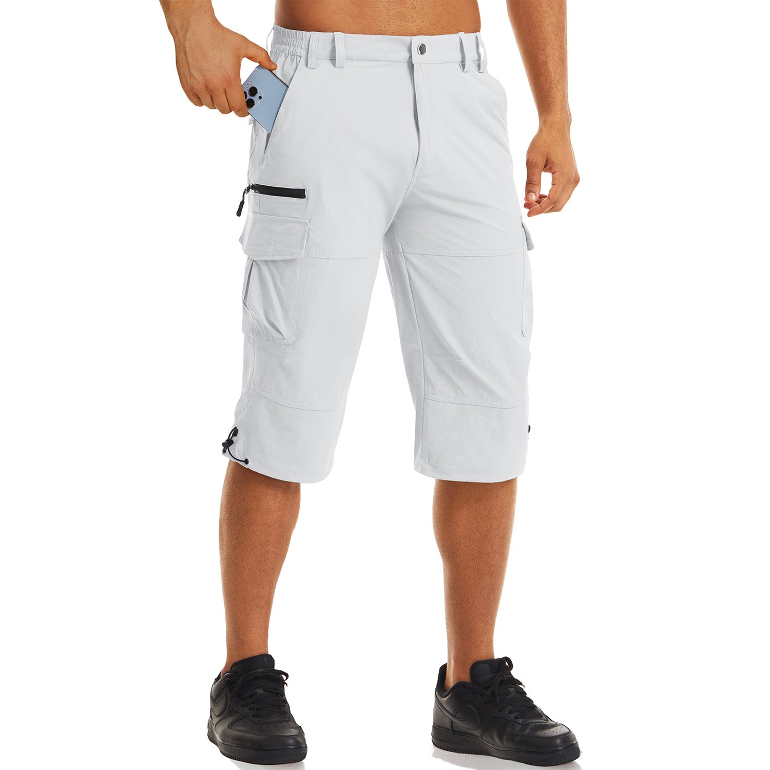 Men's Workout Gym Shorts with 7 Pockets Quick Dry 3/4 Capri for Hiking - Image 2