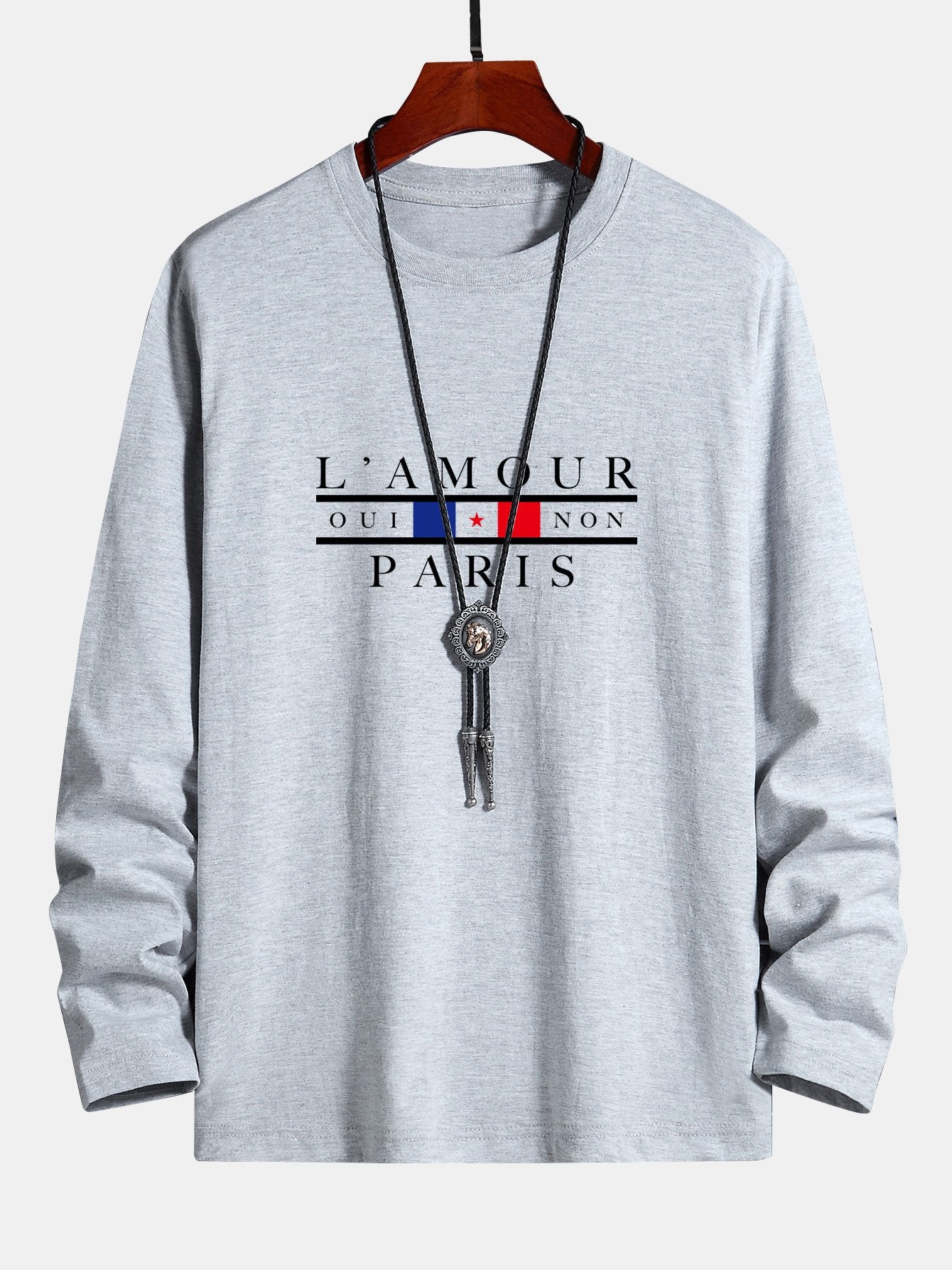 Long Sleeve Paris Slogan Print Cotton T-Shirt - Image 6