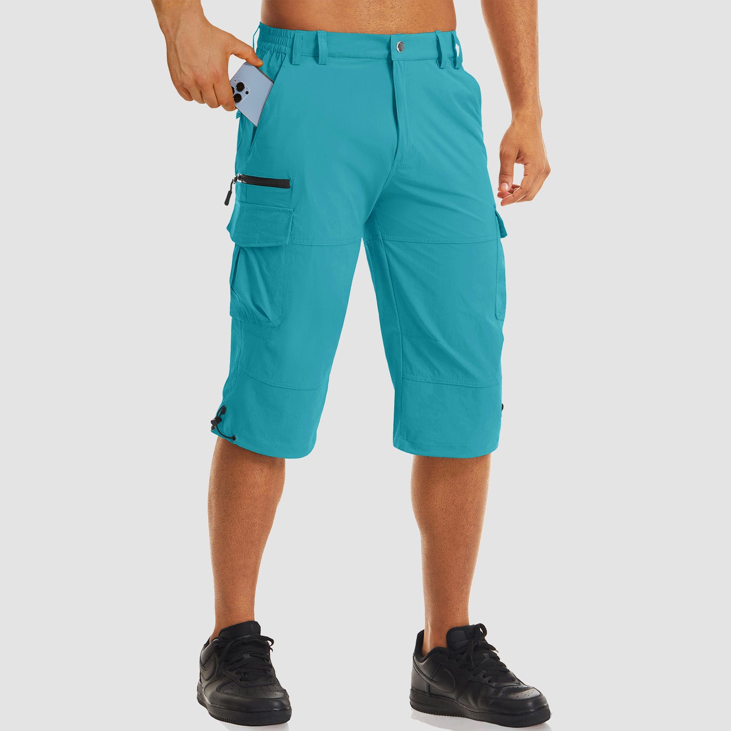 Men's Workout Gym Shorts with 7 Pockets Quick Dry 3/4 Capri for Hiking - Image 10
