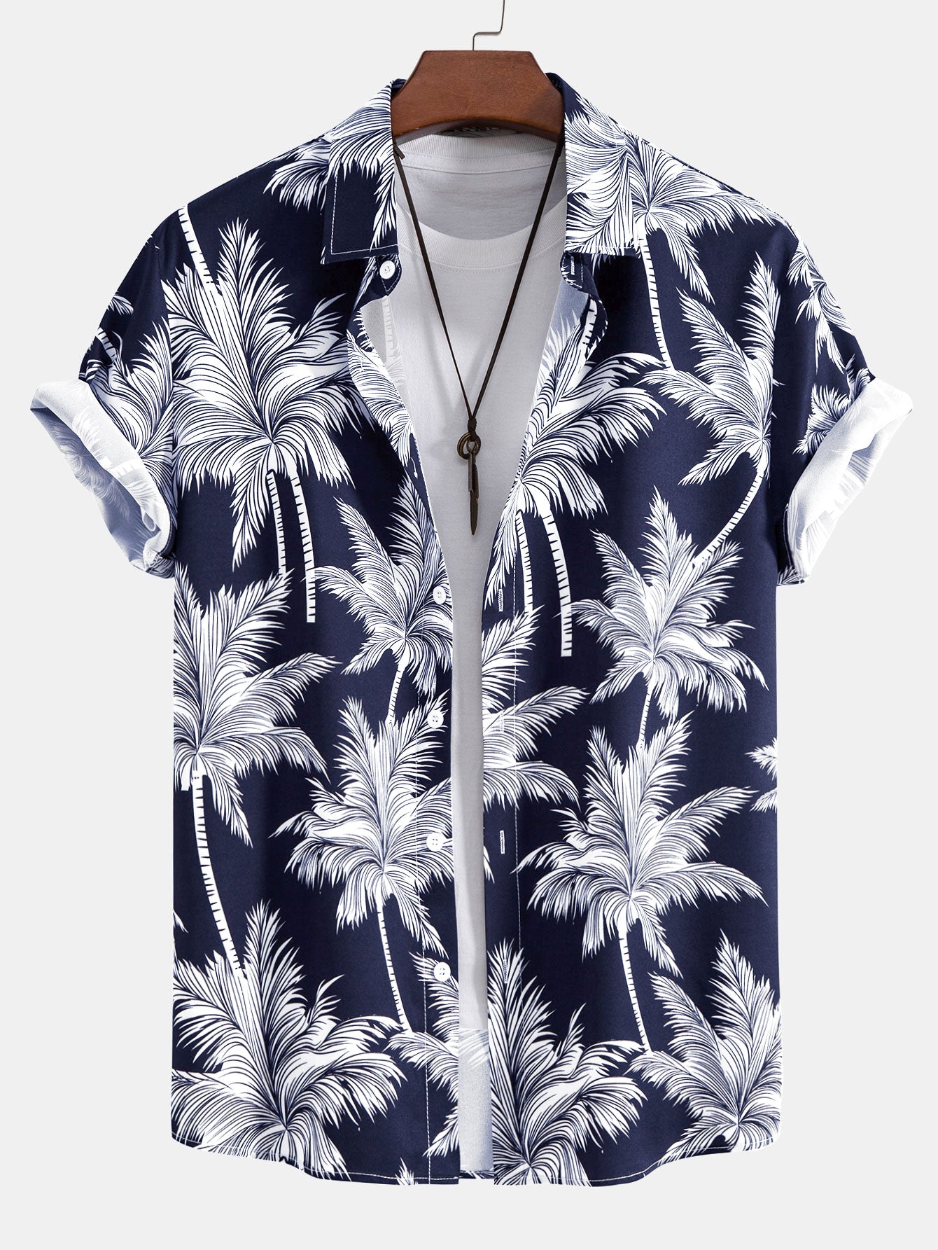 Palm Tree Print Button Up Shirt & Swim Short - Image 6