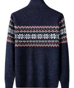 Christmas Geometric Print Half Zip Sweater