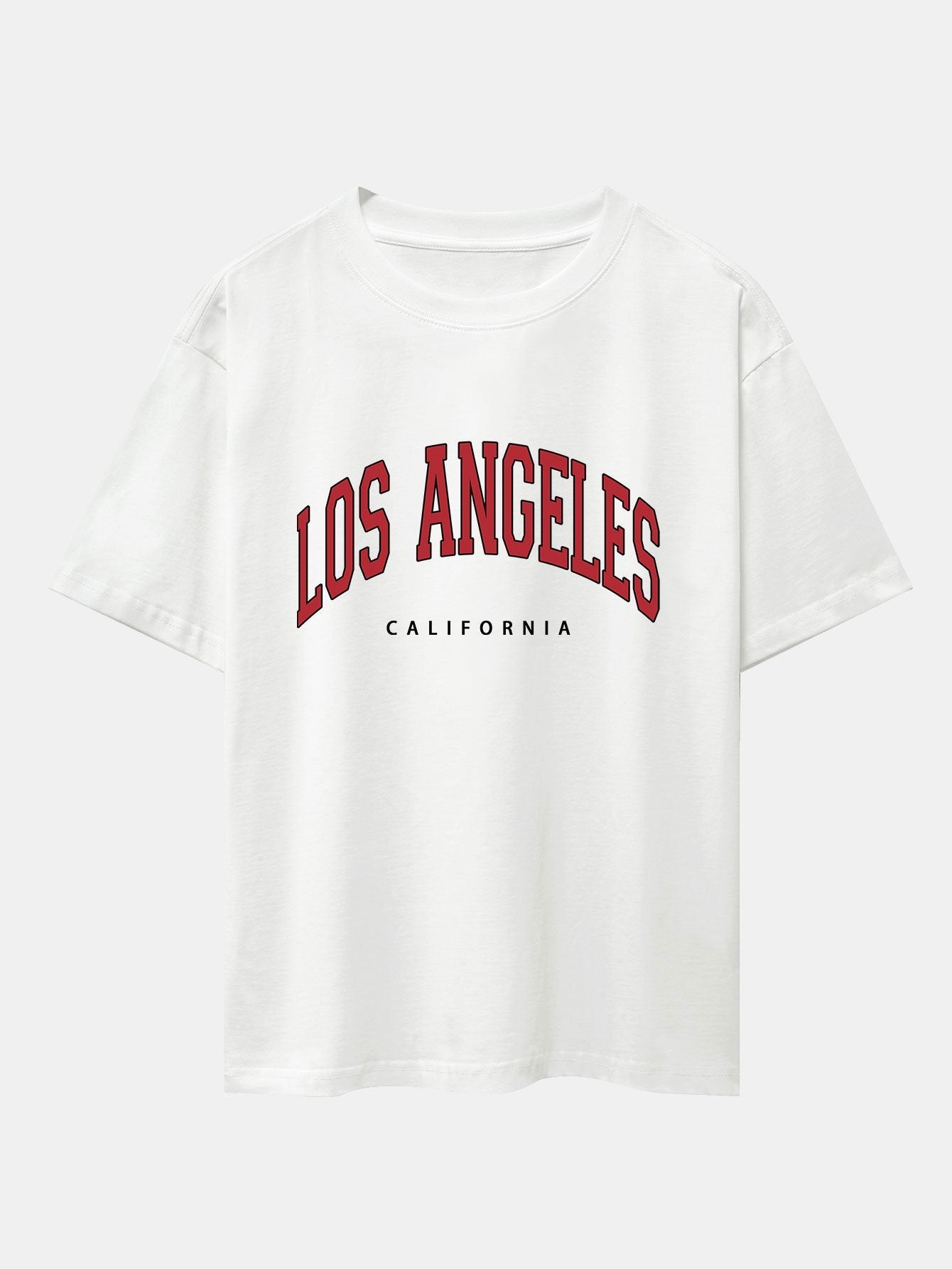 Los Angeles Print Drop Shoulder Oversize T-Shirt & Corduroy Shorts - Image 3
