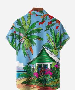 Christmas Bigfoot Chest Pocket Short Sleeve Casual Shirt