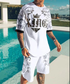 Suitmens Men's King Print Shorts Suit