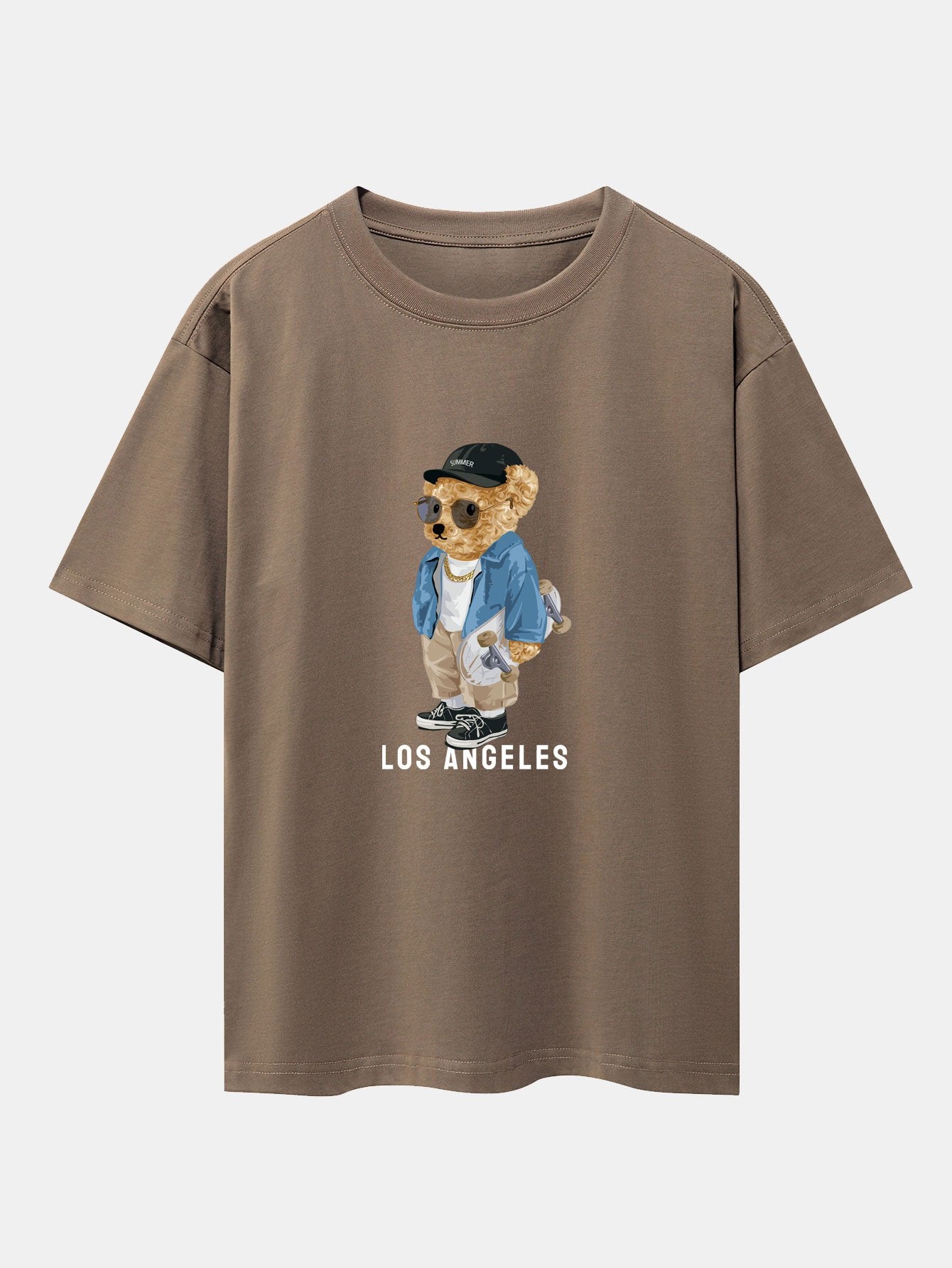 Los Angeles Skate Bear Print Heavy Weight Oversize T-Shirt - Image 5