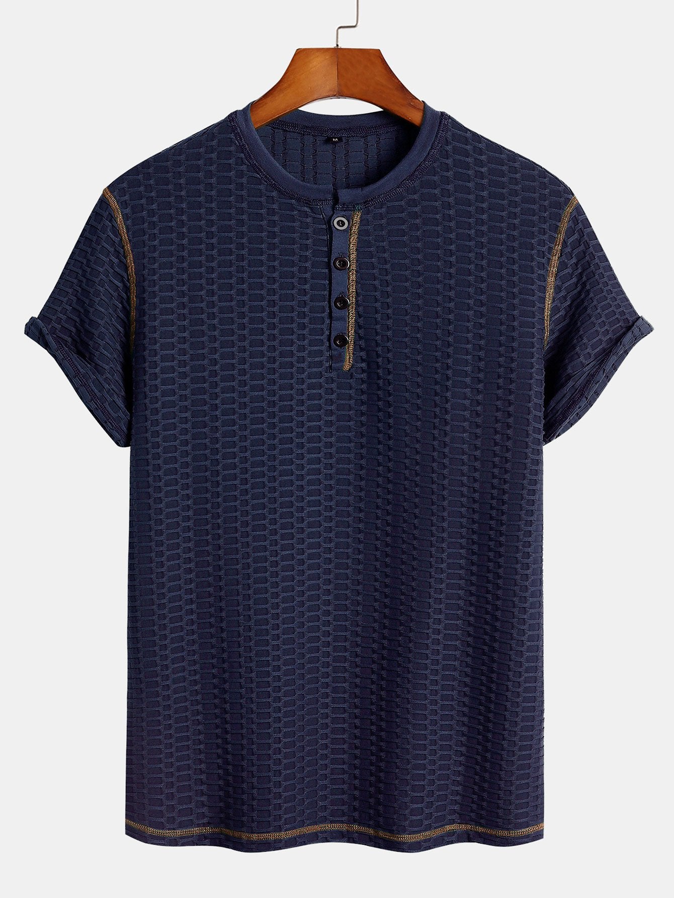 Muscle Fit Knitted Textured Henley Shirt - Image 3