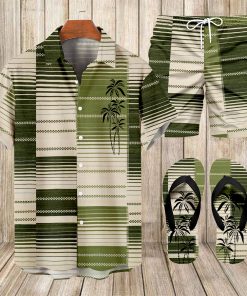 Suitmens Men's Hawaiian Bowling Print Shirt Three-Piece Set 048