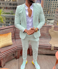 Alternative view of Elegant Plain Notch Lapel One Button Blazer & Pants 2Pcs Set