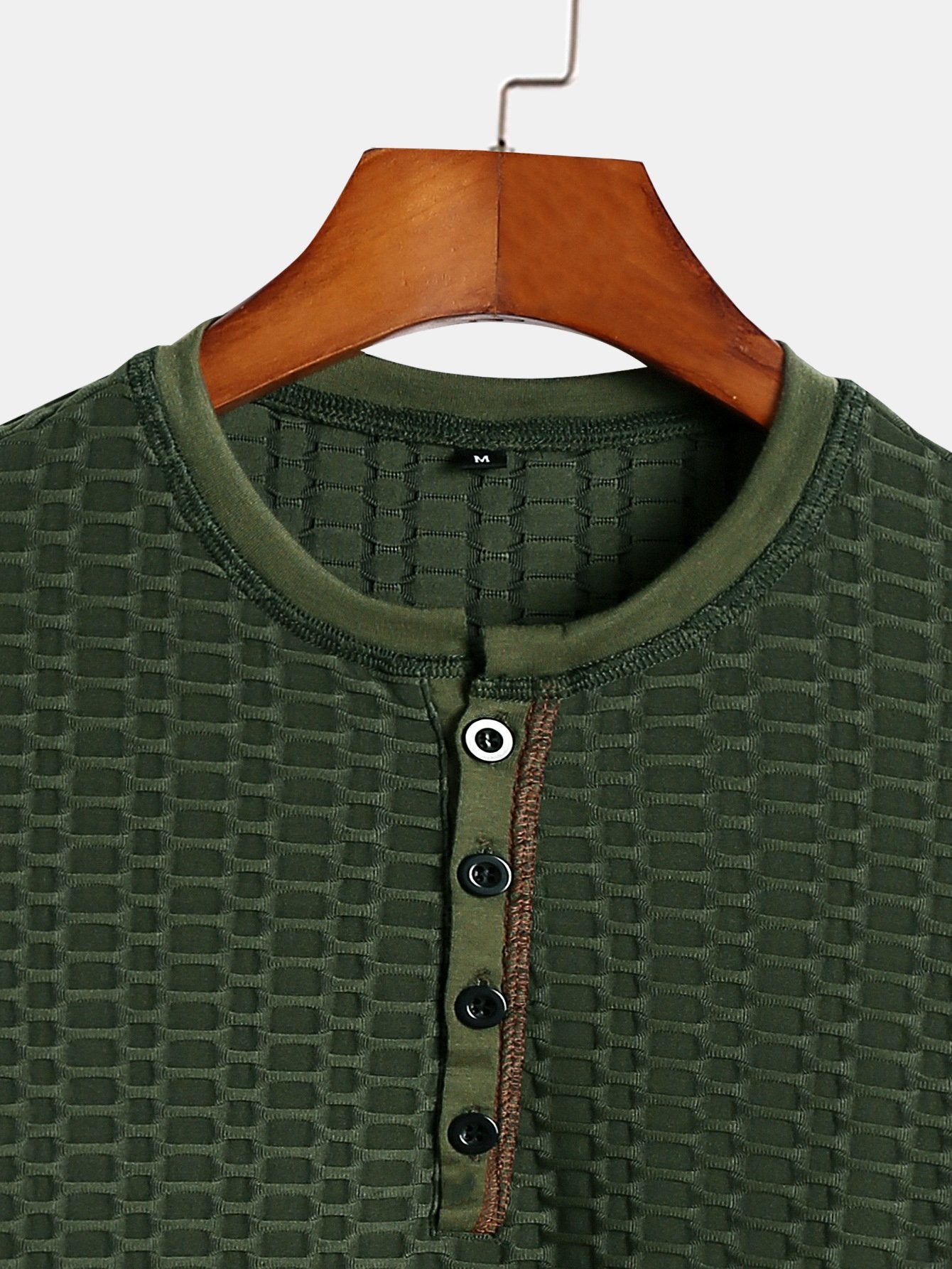 Muscle Fit Knitted Textured Henley Shirt - Image 5