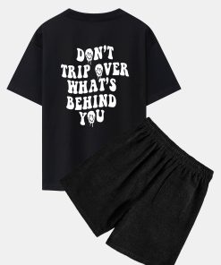 Alternative view of Slogan Back Print Oversize T-Shirt & Corduroy Shorts