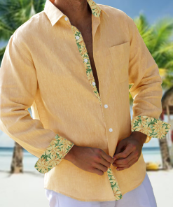 Hardaddy Cotton Floral Contrast Long Sleeve Shirt