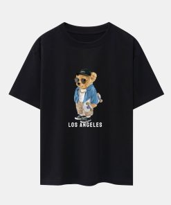 Los Angeles Skate Bear Print Heavy Weight Oversize T-Shirt