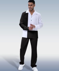 Suitmens Men's Black and White Walking Suit 2-Piece Long Sleeve Suit