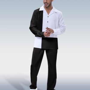 Suitmens Men's Black and White Walking Suit 2-Piece Long Sleeve Suit
