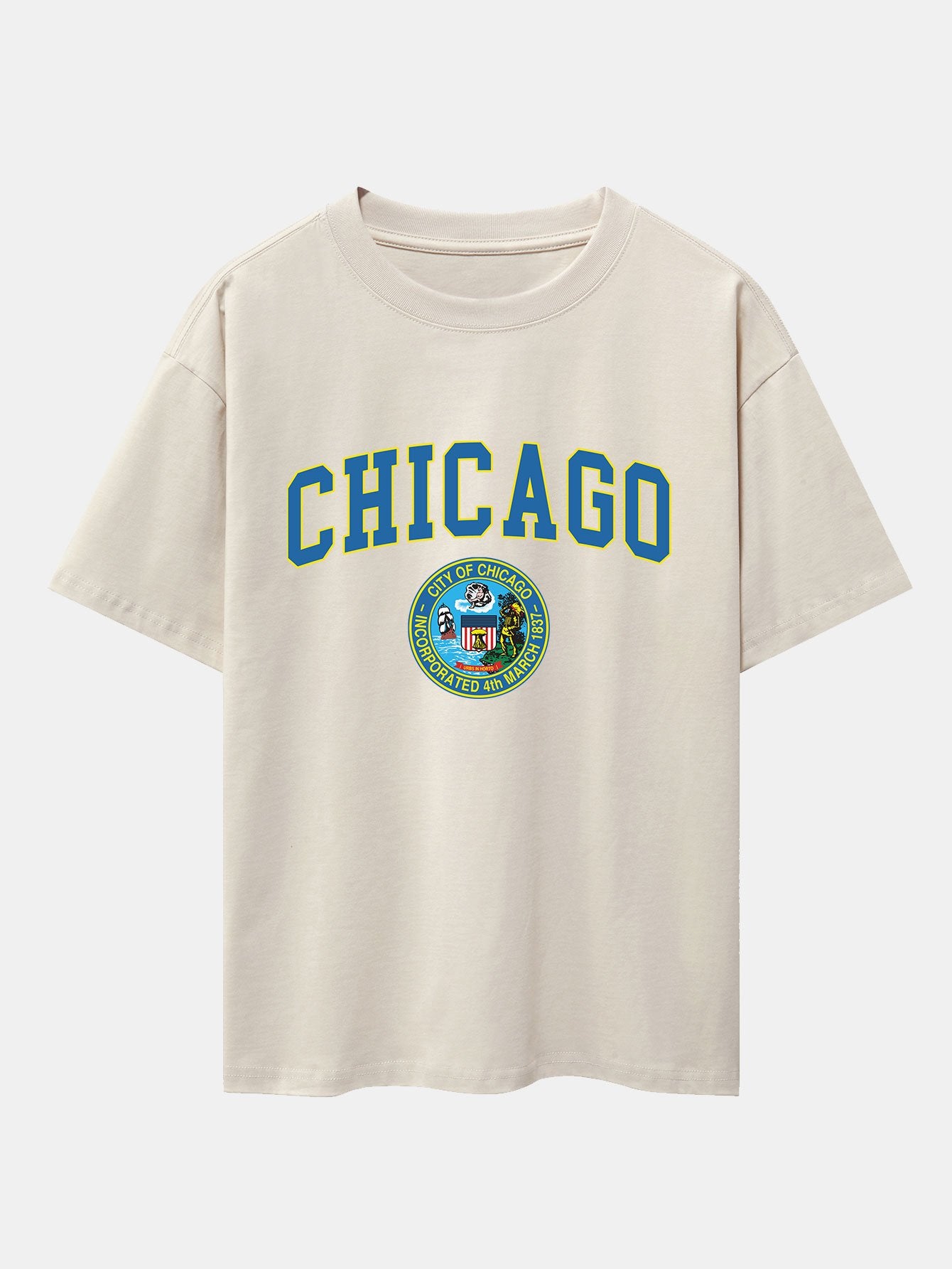 Chicago Coat Of Arms Print Drop Shoulder Oversize T-Shirt - Image 8