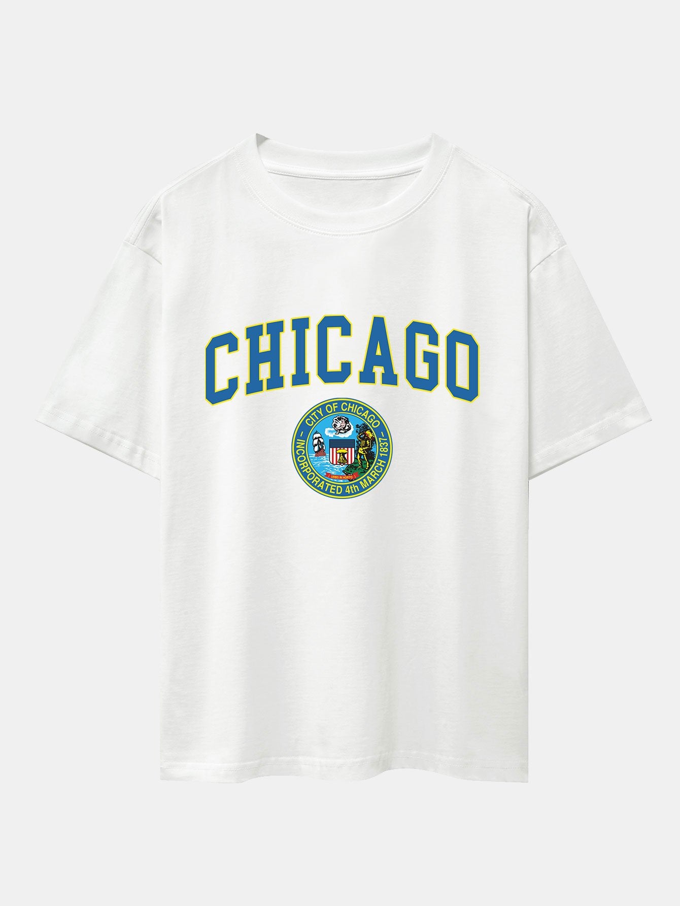 Chicago Coat Of Arms Print Drop Shoulder Oversize T-Shirt - Image 2
