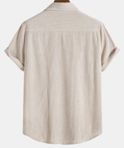 Corduroy Button Up Short Sleeved Shirt