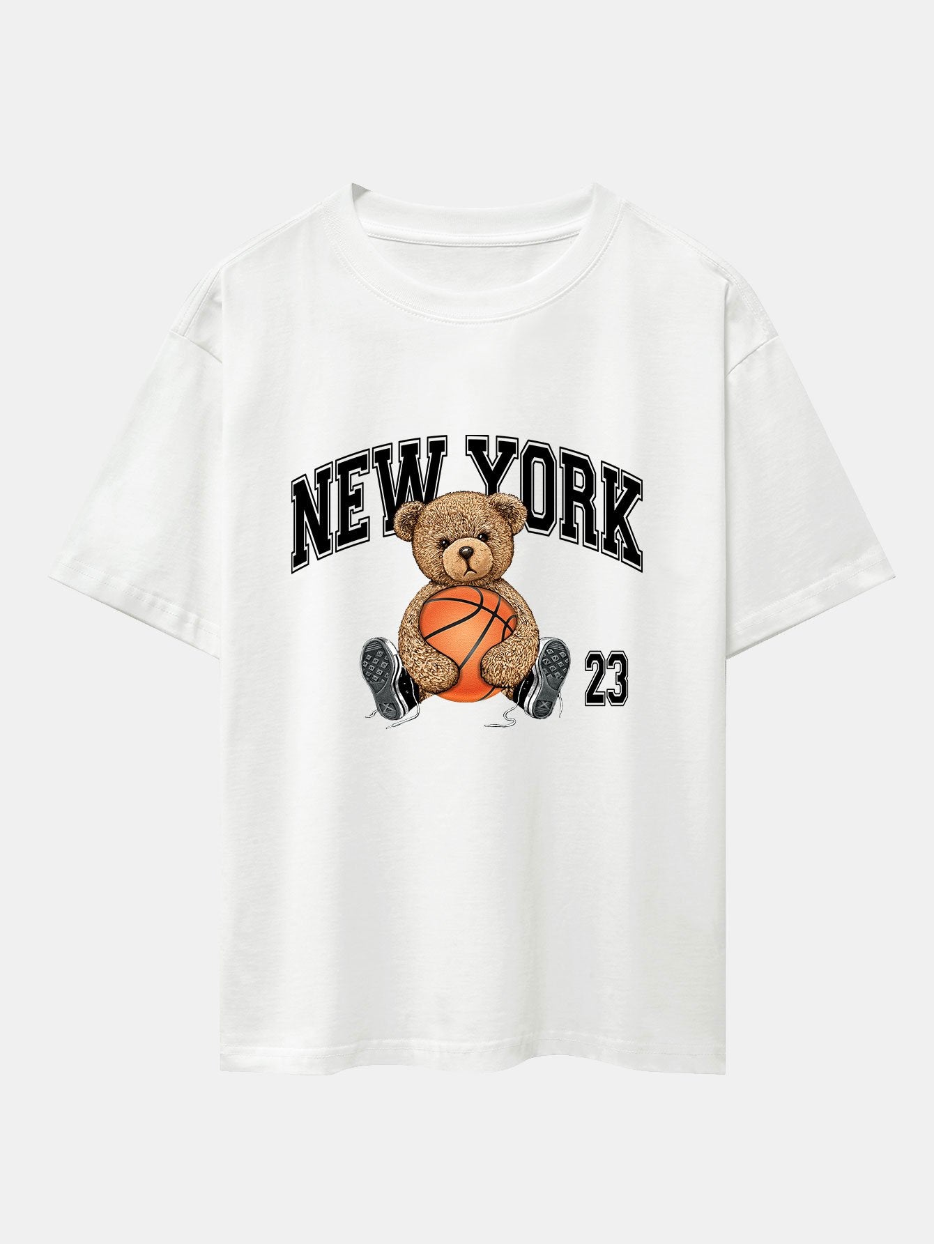 New York Basketball Bear Print Heavy Weight Oversize T-Shirt - Image 11
