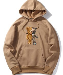 Alternative view of Robot Bear Graphic Print Hoodies