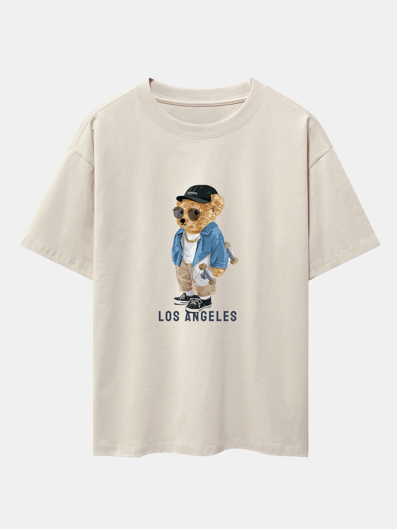 Los Angeles Skate Bear Print Heavy Weight Oversize T-Shirt - Image 2