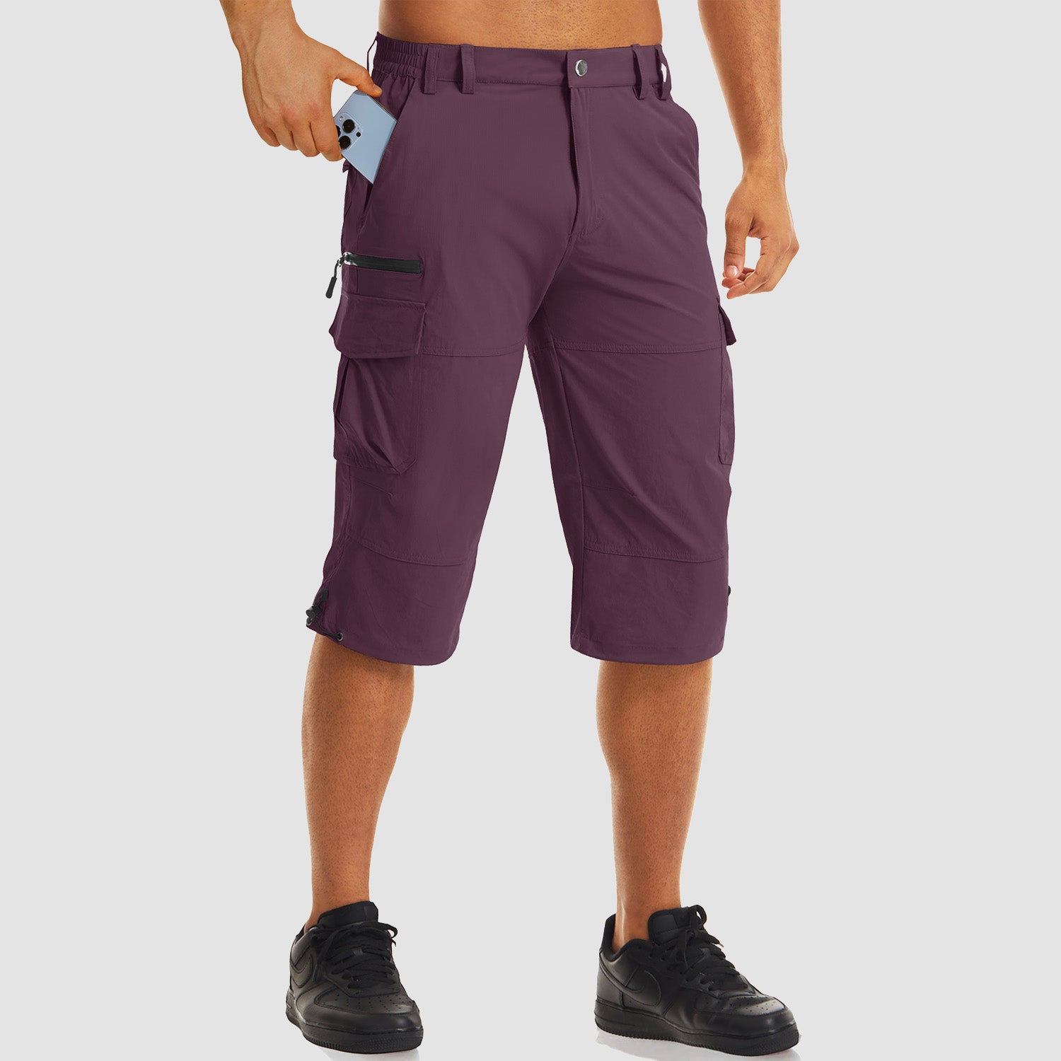 Men's Workout Gym Shorts with 7 Pockets Quick Dry 3/4 Capri for Hiking - Image 15