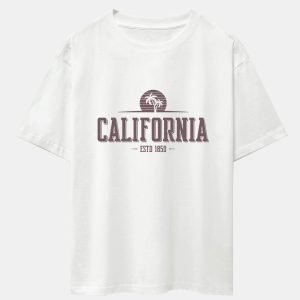 Vintage California Letter Print Heavy Weight Oversize T-Shirt