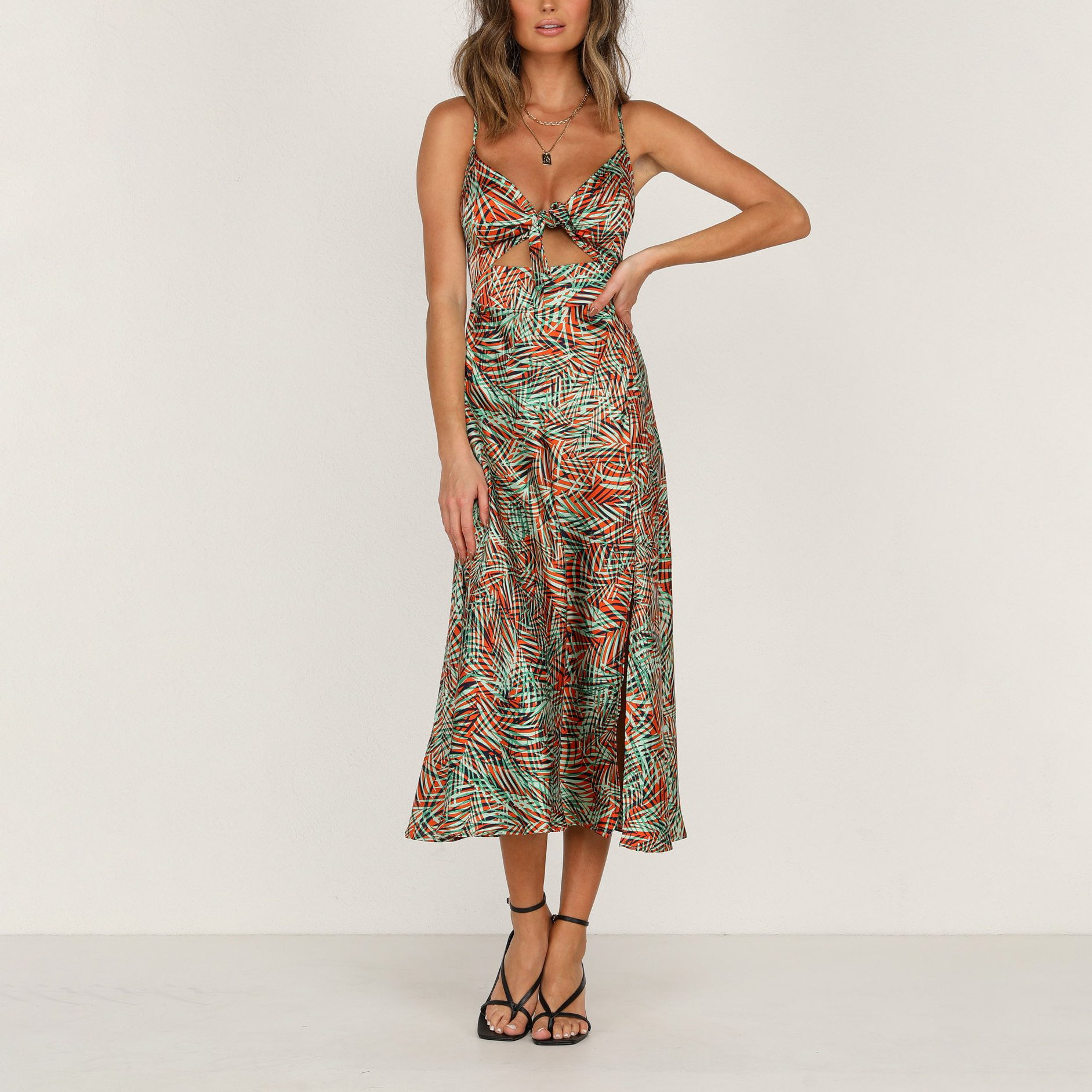 Elegant Print Suspender Dress - Image 6