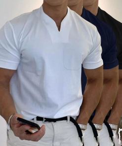 Gentleman business pocket short-sleeved fitness T-shirt