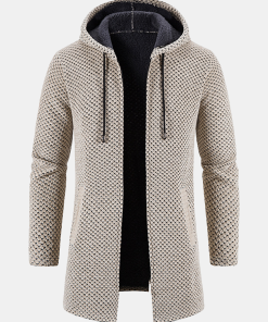 Long Line Textured Hooded Sweater