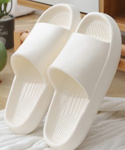 Alternative view of Minimalist Single Band Slides Shower Bathroom Slippers Comfy Cushioned Thick Sole