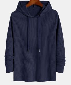 Alternative view of Muscle Fit Long Sleeved Ribbed Hooded T-Shirt