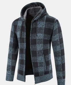 Alternative view of Plaid Zip Up Hooded Sweater