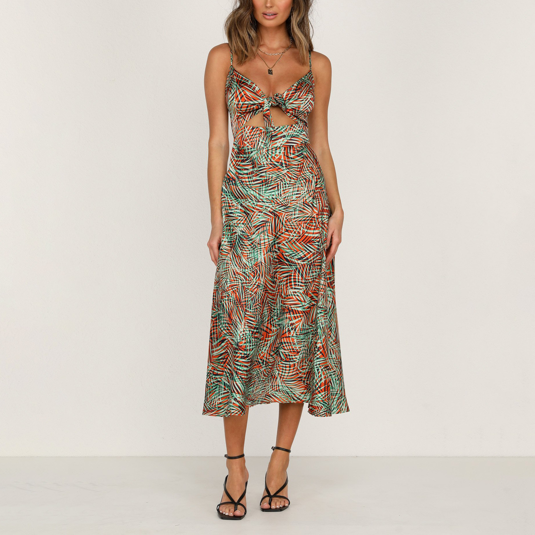 Elegant Print Suspender Dress - Image 3